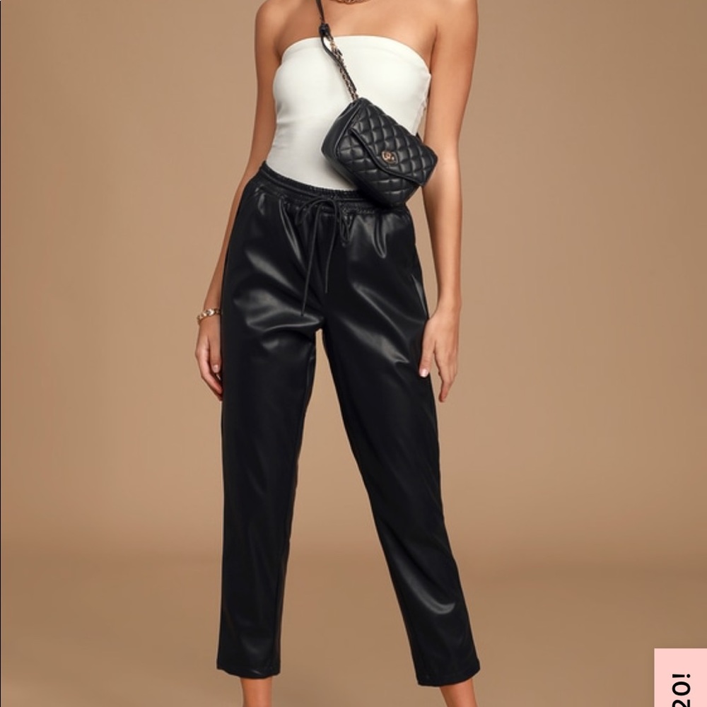 Faux Leather Joggers